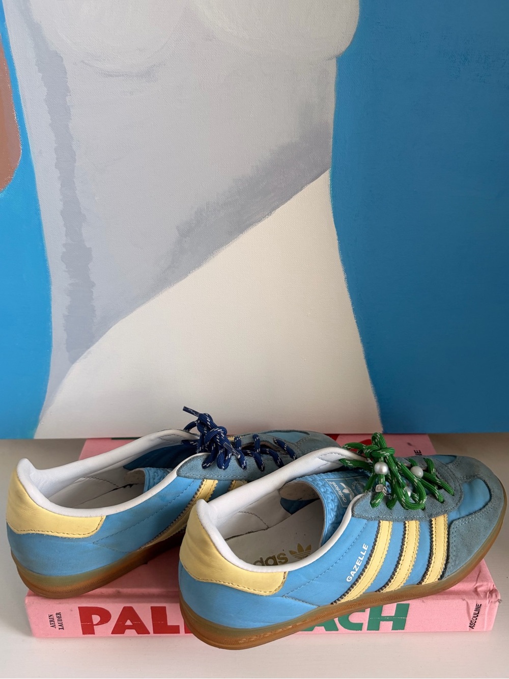 Coolest. adidas Gazelle Sneakers w/ charms! in Light Blue & Yellow
